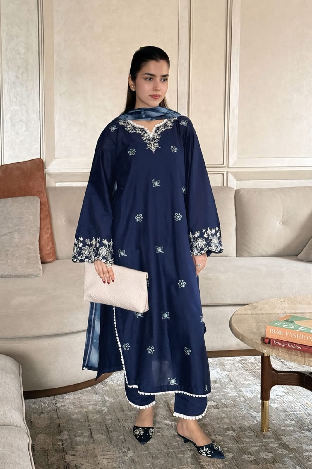 Embroidered 3PC Suit – Premium Festive Collection AJS-113 HB