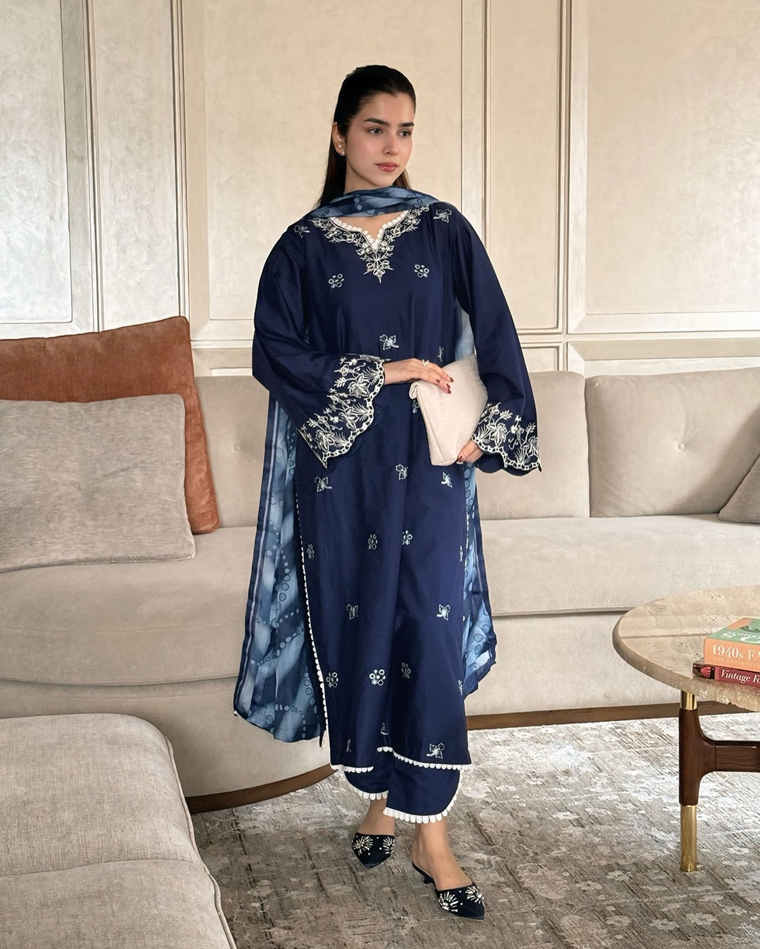 Embroidered 3PC Suit – Premium Festive Collection AJS-113 HB