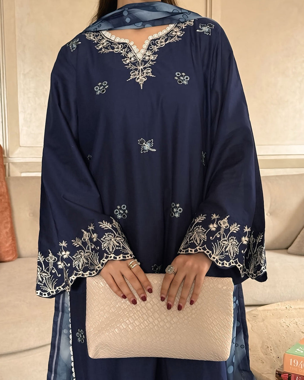 Embroidered 3PC Suit – Premium Festive Collection AJS-113 HB