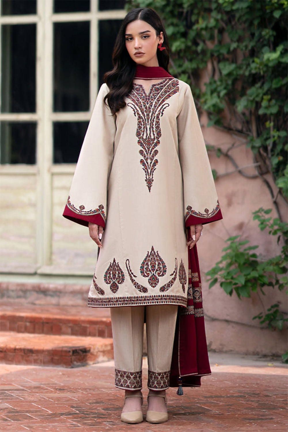 Embroidered 3PC Suit – Premium Festive Collection AJS-116 HB