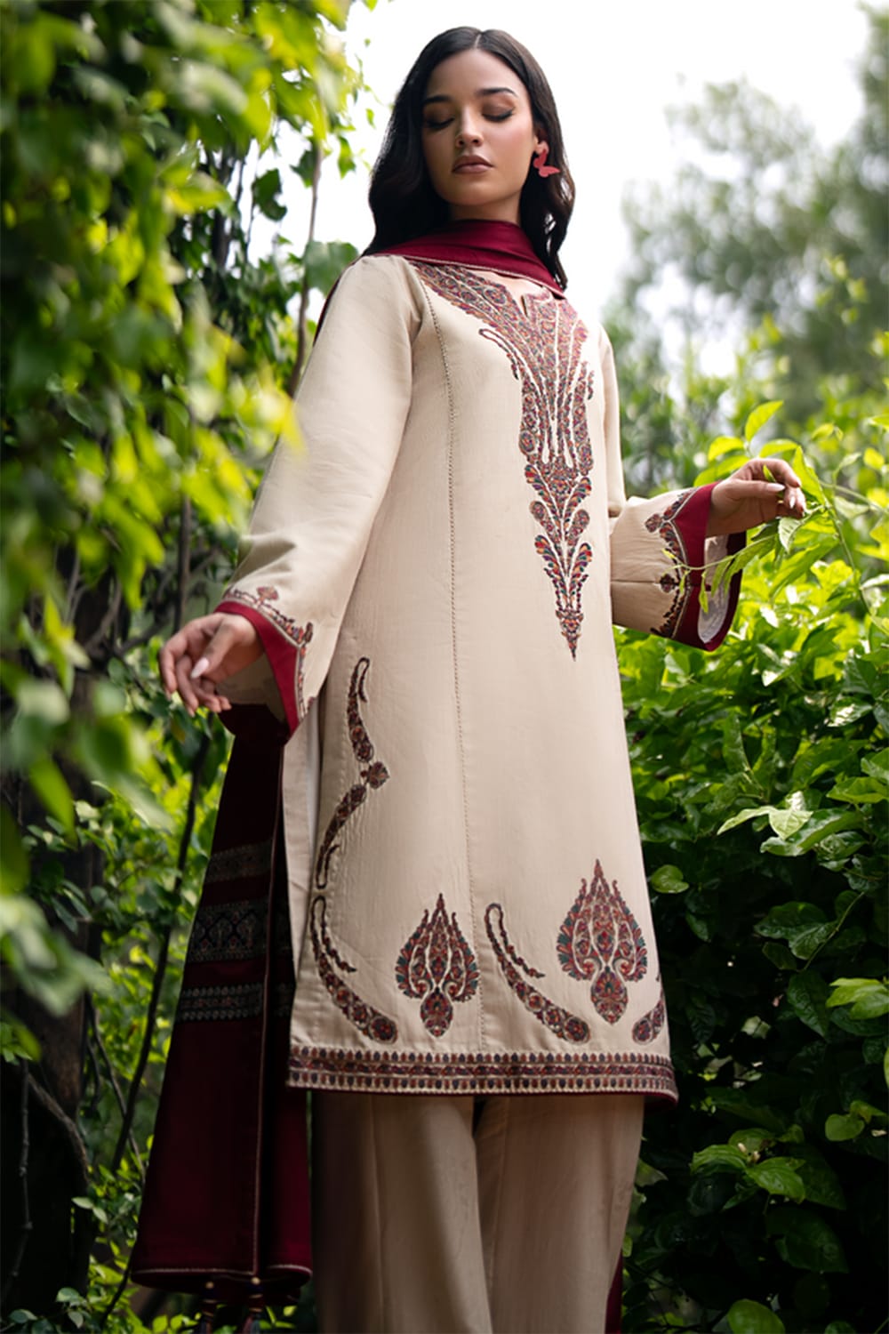 Embroidered 3PC Suit – Premium Festive Collection AJS-116 HB