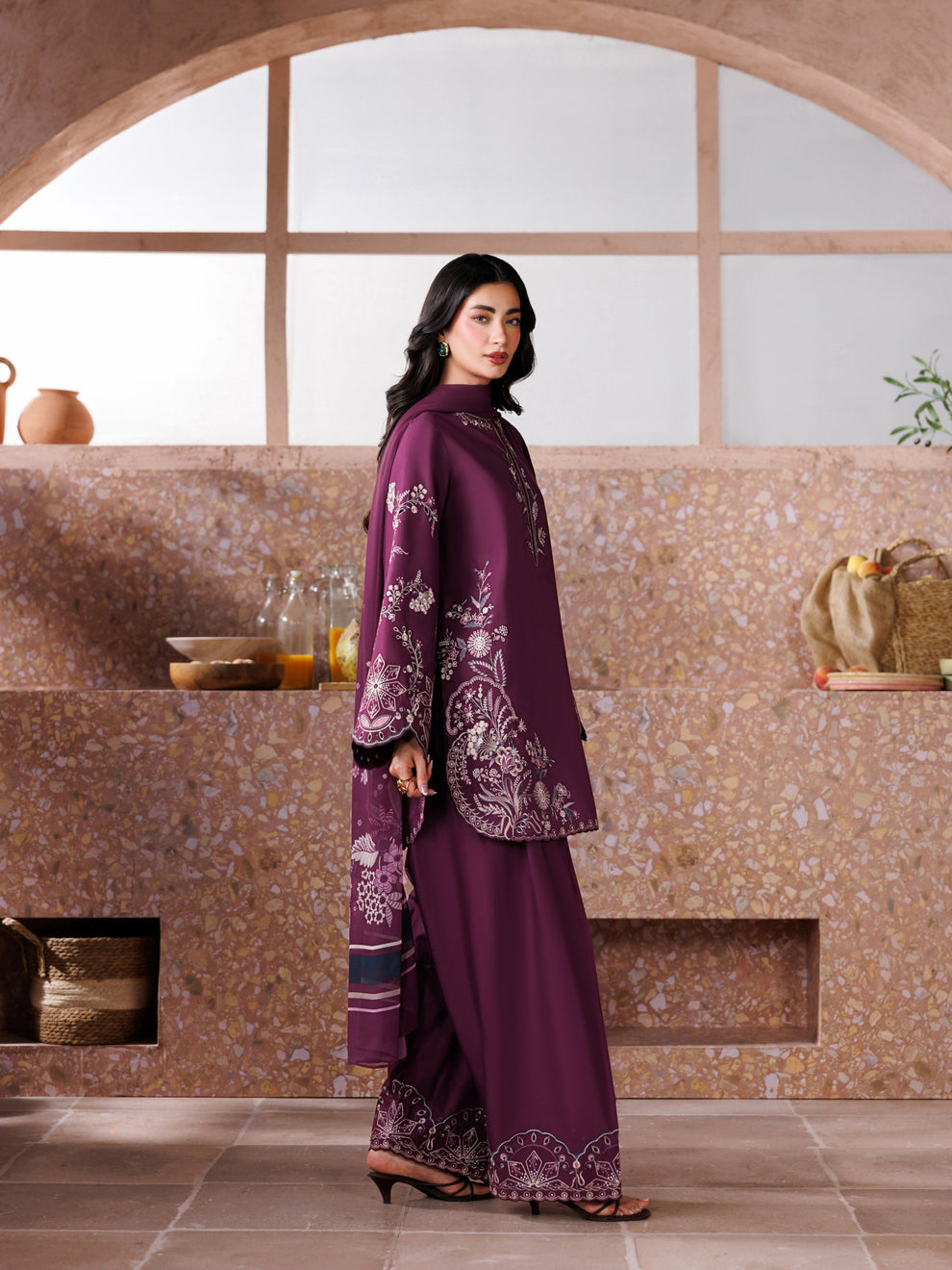 Embroidered 3PC Suit – Premium Festive Collection AJS-115 HB