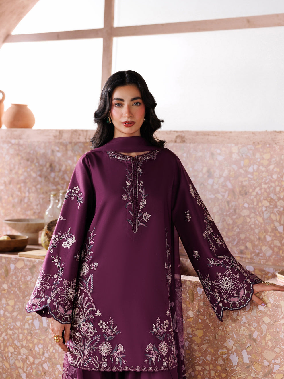 Embroidered 3PC Suit – Premium Festive Collection AJS-115 HB