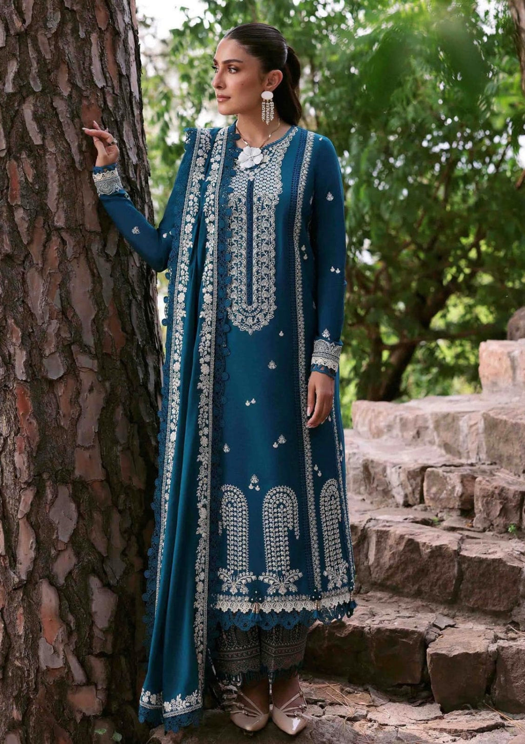 Embroidered 3PC Suit – Premium Festive Collection AJS-119 HB