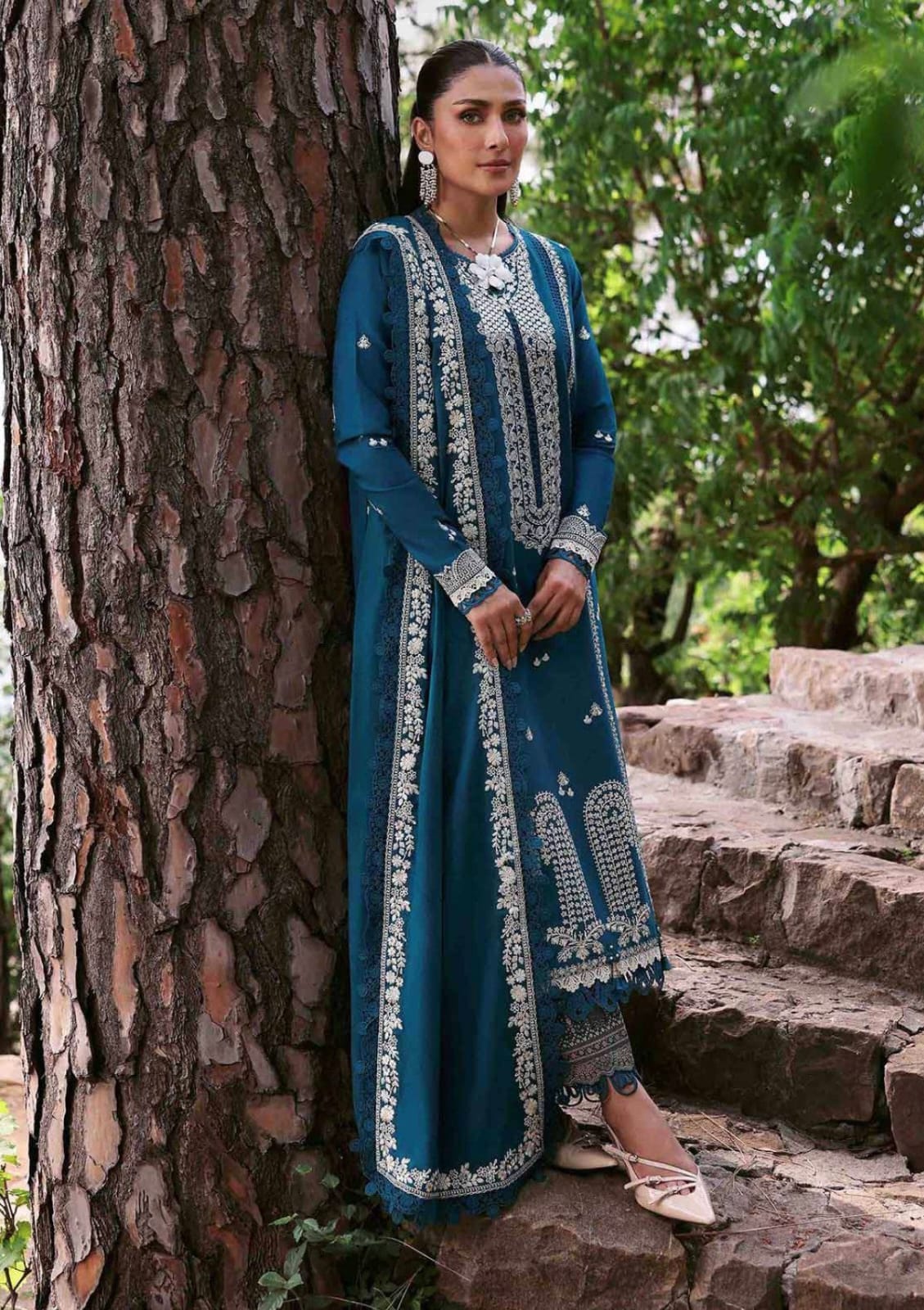 Embroidered 3PC Suit – Premium Festive Collection AJS-119 HB