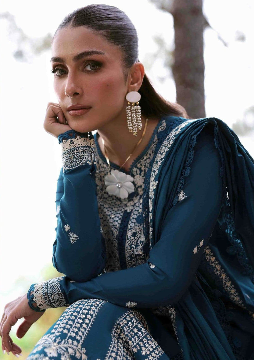 Embroidered 3PC Suit – Premium Festive Collection AJS-119 HB