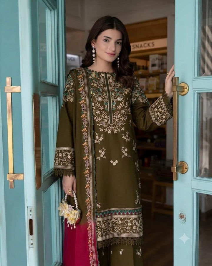 Embroidered 3PC Suit – Premium Festive Collection AJS-121 HB