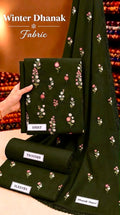 Indian Booti Dhanak Embroidered 3-Piece Un-Stiched (Bottle Green)