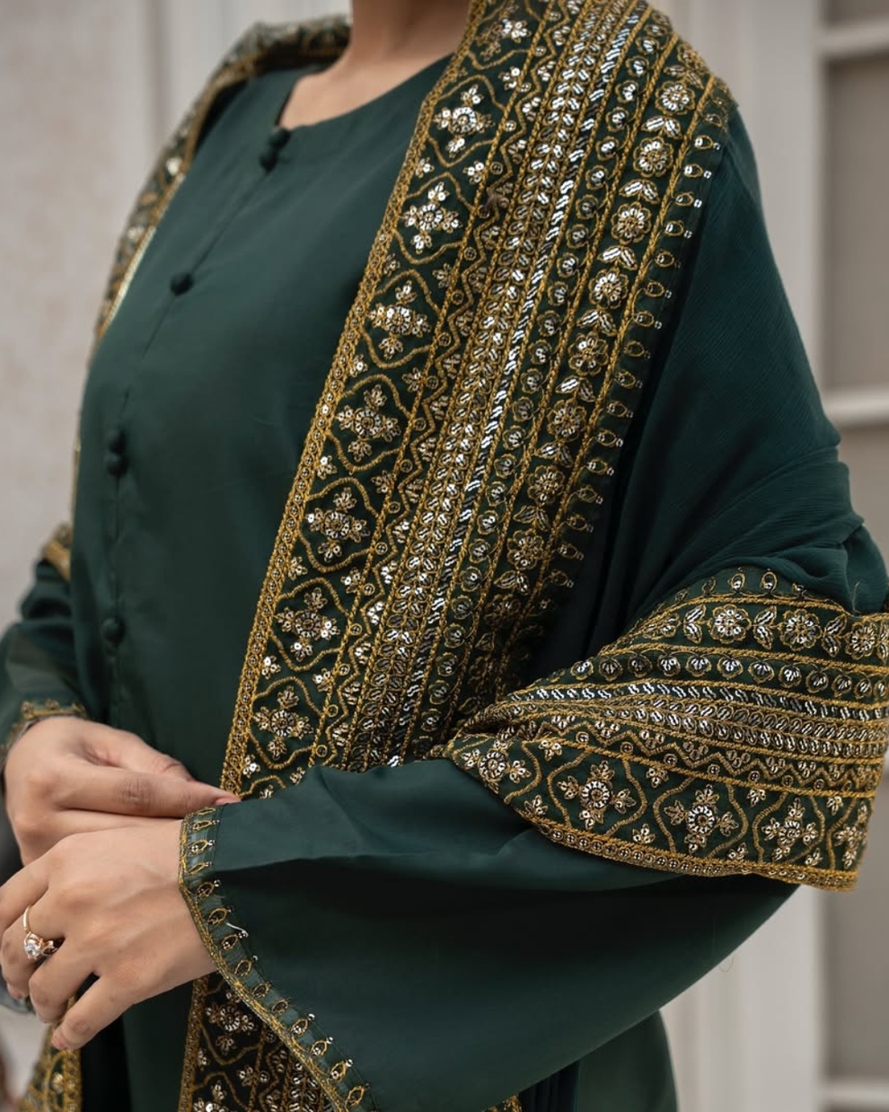 ROYAL CHARM EMB 3PC SUIT AJS-001001 GREEN