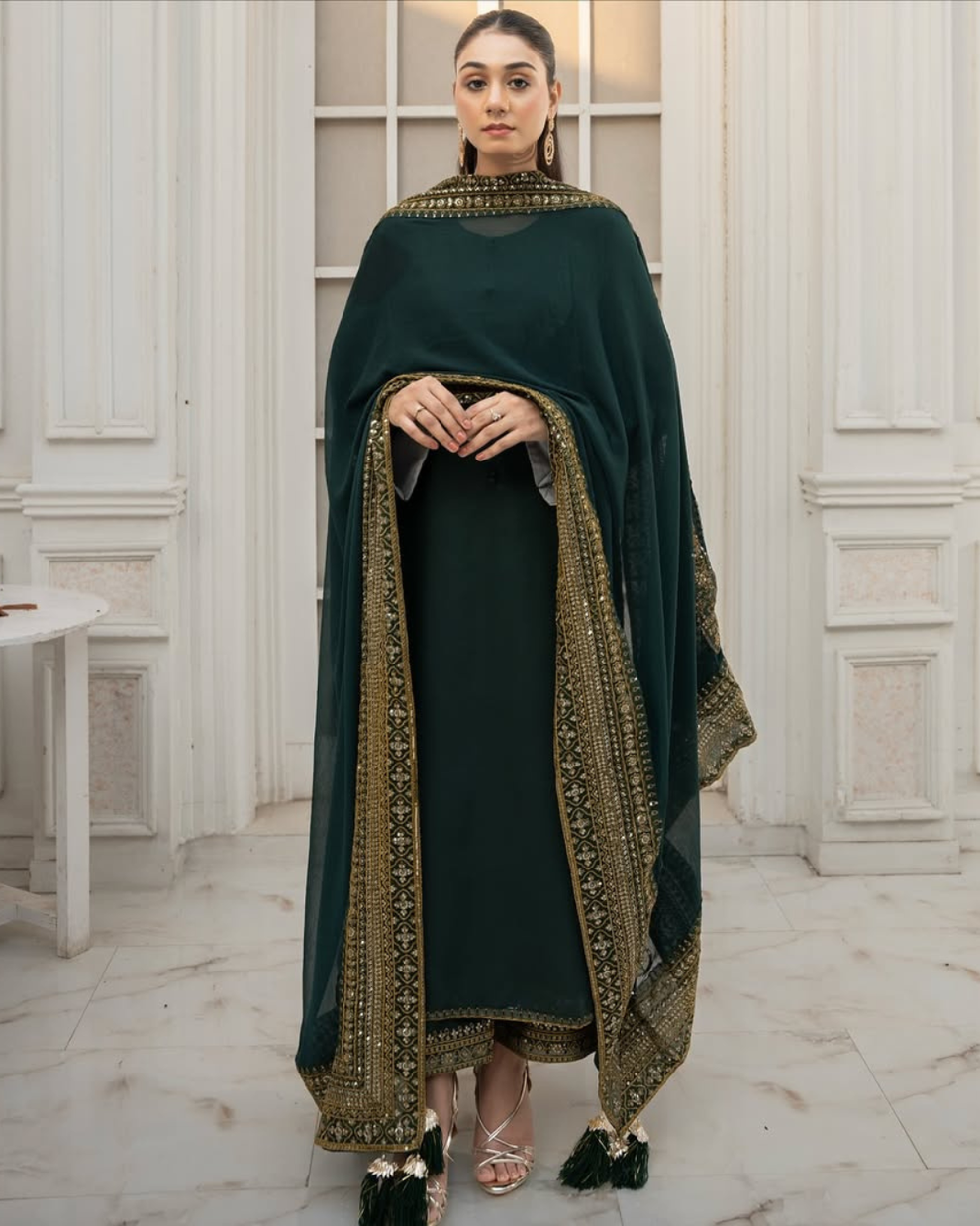 ROYAL CHARM EMB 3PC SUIT AJS-001001 GREEN