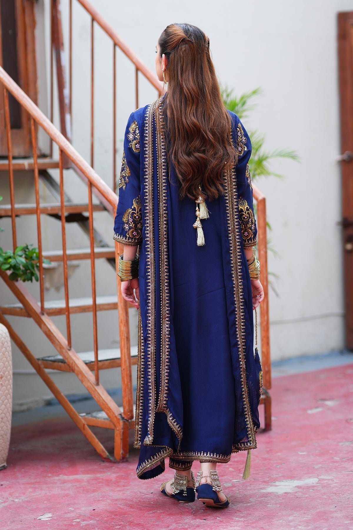 Navy Blue Embroidered 3PC Suit – Premium Festive Collection AJS-1029