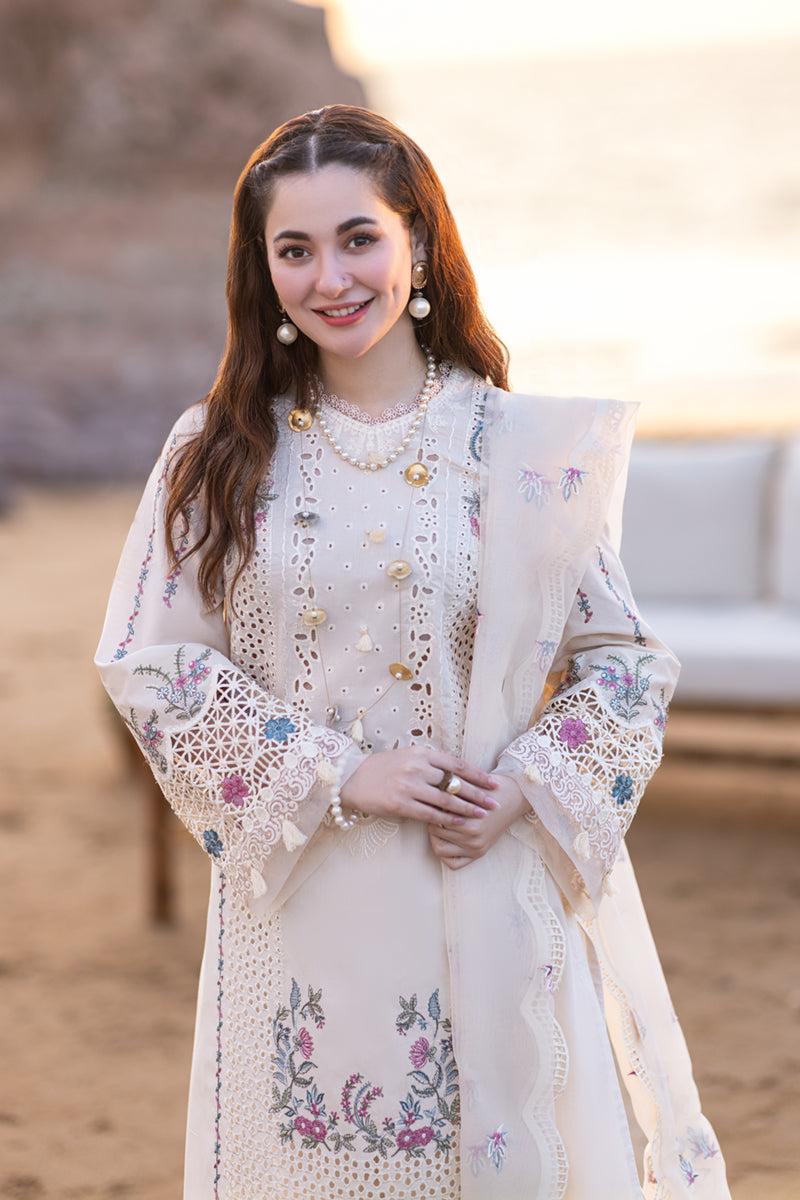 Lawn 3PC Embroidered Shirt with Organza Embroidered Dupatta- 6132