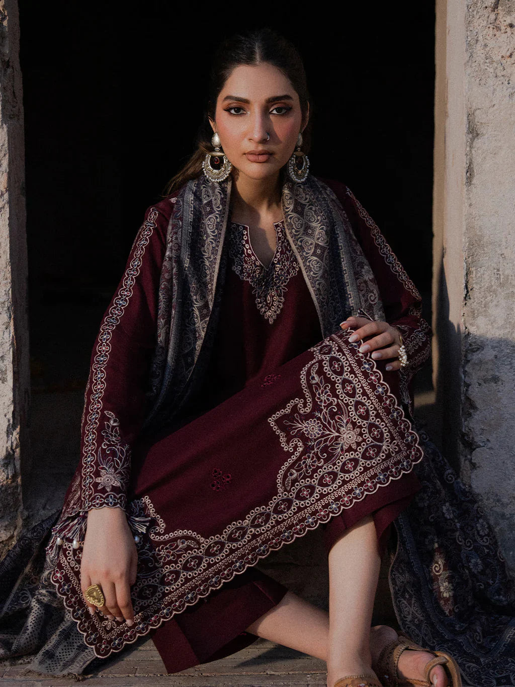 DHANAK EMB 3PC SUIT BH -001011